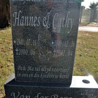 BERG Hannes, van der 1941-2000 &amp; Cathy 1945-2002