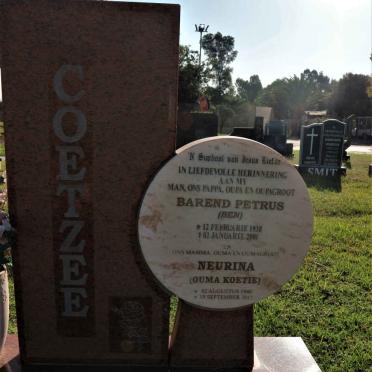COETZEE Barend Petrus 1938-2001 &amp; Neurina 1940-2012 :: CUMMINS Benita nee COETZEE 1960-2019
