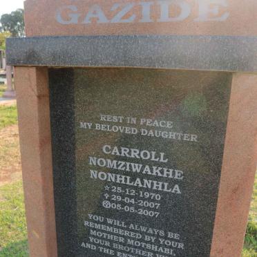 GAZIDE Carroll Nomziwakhe Nonhlanhla 1970-2007