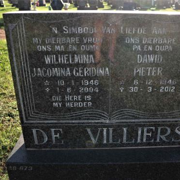 VILLIERS Dawid Pieter, de 1946-2012 &amp; Wilhelmina Jacomina Geridina 1946-2004