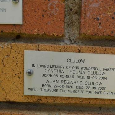 CLULOW Alan Reginald 1928-2007 &amp; Cynthia Thelma 1933-2004