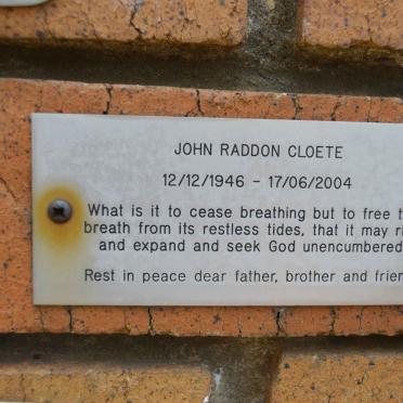 CLOETE John Raddon 1946-2004