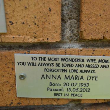 DYE Anna Maria 1953-2012
