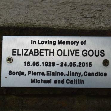GOUS Elizabeth Olive 1923-2015