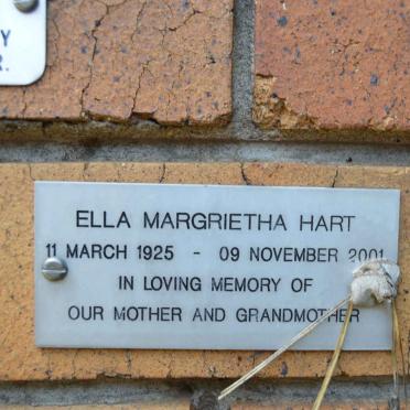 HART Ella Margrietha 1925-2001