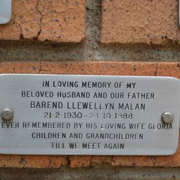 MALAN Barend Llewellyn 1930-1988