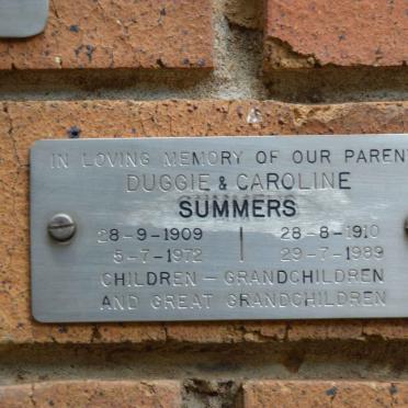 SUMMERS Duggie 1909-1972 &amp; Caroline 1910-1989