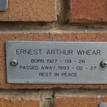WHEAR Ernest Arthur 1927-1993