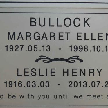BULLOCK Leslie Henry 1916-2013 Margaret Ellen 1927-1998