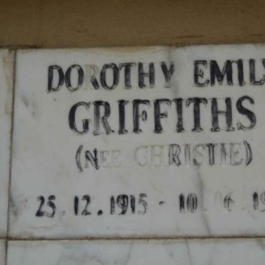GRIFFITHS Dorothy Emily nee CHRISTIE 1915-1999