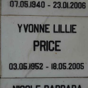 PRICE Yvonne Lillie 1952-2005