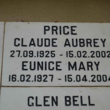 PRICE Claude Aubrey 1925-2002 &amp; Eunice Mary 1927-2004