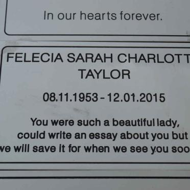 TAYLOR Felecia Sarah Charlotte 1953-2015