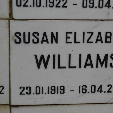 WILLIAMS Susan Elizabeth 1919-2002