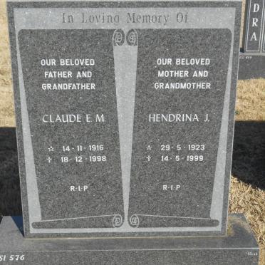 ADAMS Claude E.M. 1916-1998 &amp; Hendrina J. 1923-1999