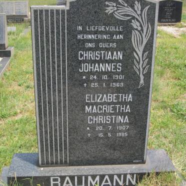 BAUMANN Christiaan Johannes 1901-1969 &amp; Elizabetha Magrietha Christina 1907-1985
