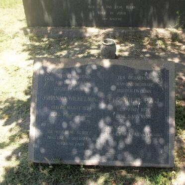 BARNARD Johanna Wilhelmina 1934-1952 :: BARNARD Elizabeth P.A.J. 1872-1953