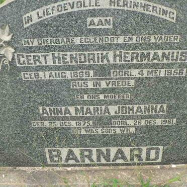 BARNARD Gert Hendrik Hermanus 1869-1956 &amp; Anna Maria Johanna 1875-1961