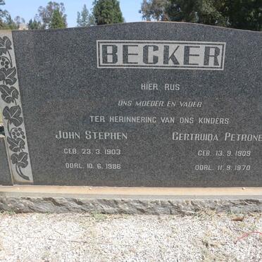BECKER John Stephen 1903-1986 & Gertruida Petronella 1909-1970