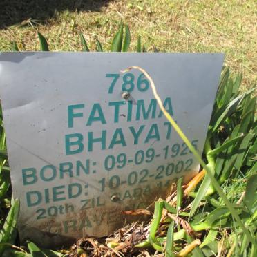 BHAYAT Fatima 1925-2002