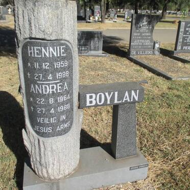 BOYLAN Hennie 1959-1988 &amp; Andrea 1964-1988