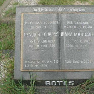 BOTES Hendrik Lourens 1897-1956 &amp; Diana Margaret 1903-1990