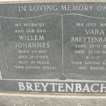 BREYTENBACH Willem Johannes 1897-1975 &amp; Vara 1897-1985