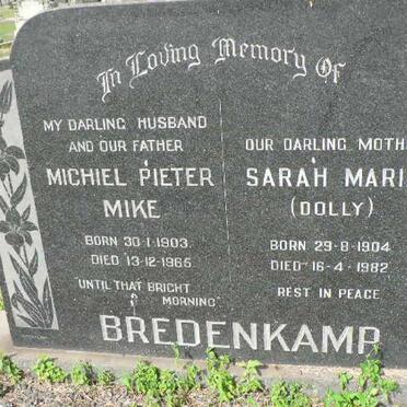 BREDENKAMP Michiel Pieter Mike 1903-1965 &amp; Sarah Maria 1904-1982