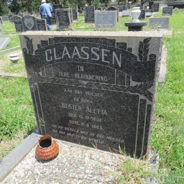 CLAASSEN Hester Aletta 1904-1963