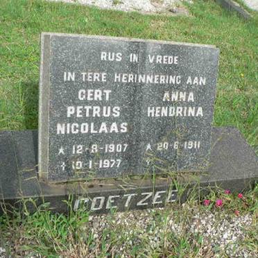 COETZEE Gert Petrus Nicolaas 1907-1977 &amp; Anna Hendrina 1911-