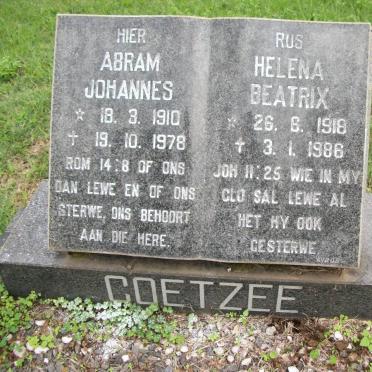 COETZEE Abram Johannes 1910-1978 &amp; Helena Beatrix 1918-1986