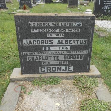 CRONJE Jacobus Albertus 1918-1966 &amp; Charlotte Gordon 1919-1988