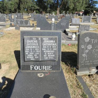 FOURIE Barend Jacobus Johannes 1923-1984 &amp; Johanna Catharina 1924-1984