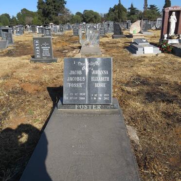 FOSTER Jacob Jacobus 1930-2006 &amp; Johanna Elizabeth 1933-2012