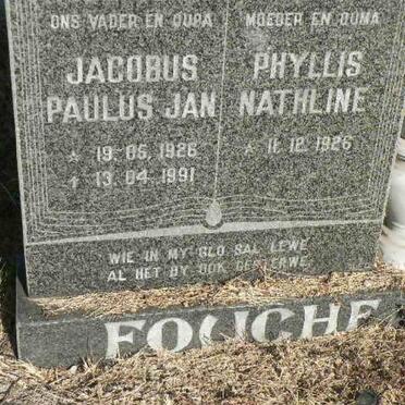 FOUCHE Jacobus Paulus Jan 1926-1991 &amp; Phyllis Nathline 1926-