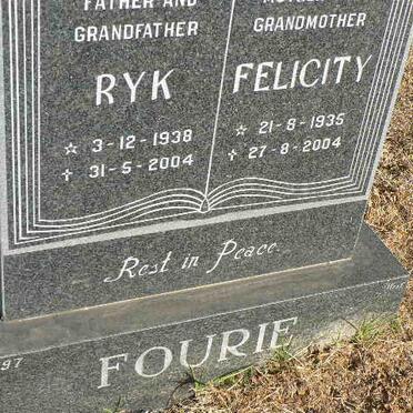 FOURIE Ryk 1938-2004 &amp; Felicity 1935-2004