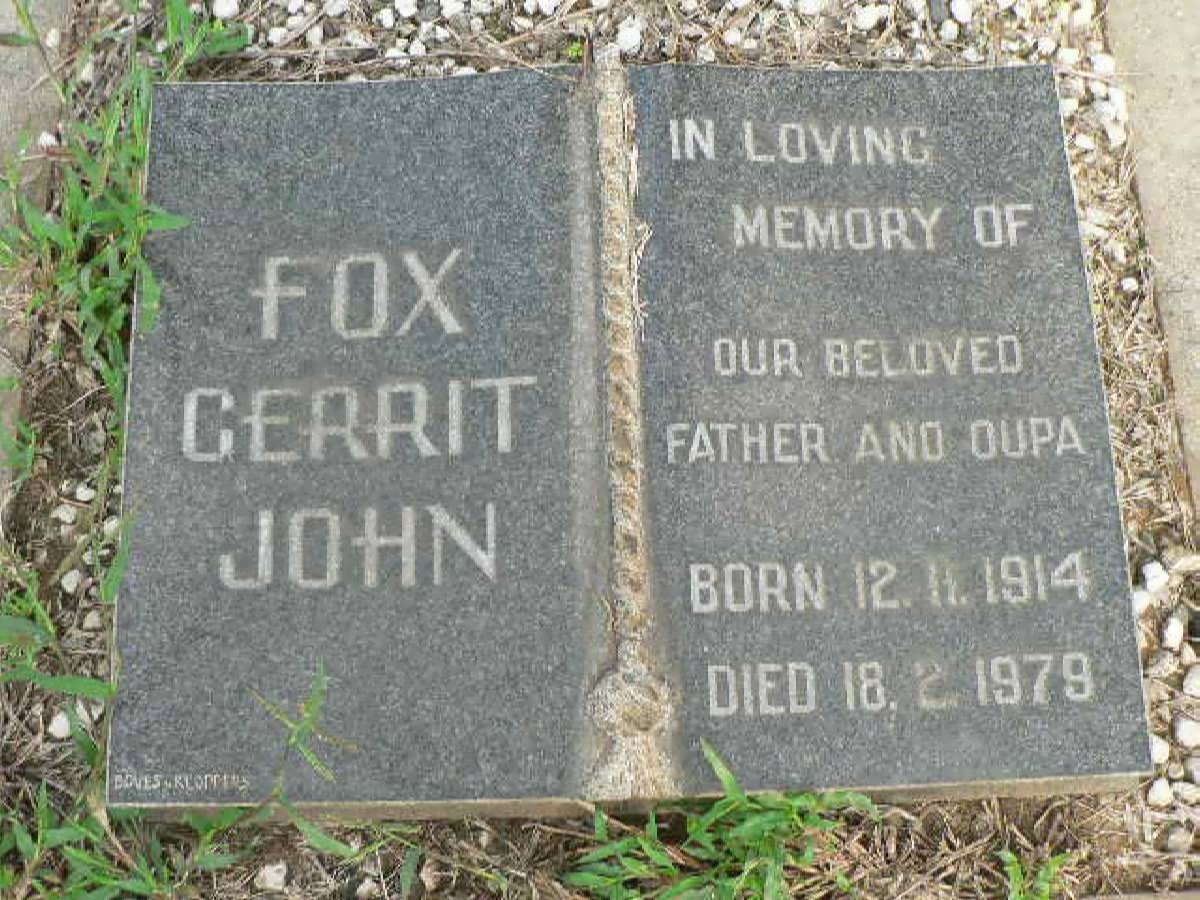FOX Gerrit John 1914-1979