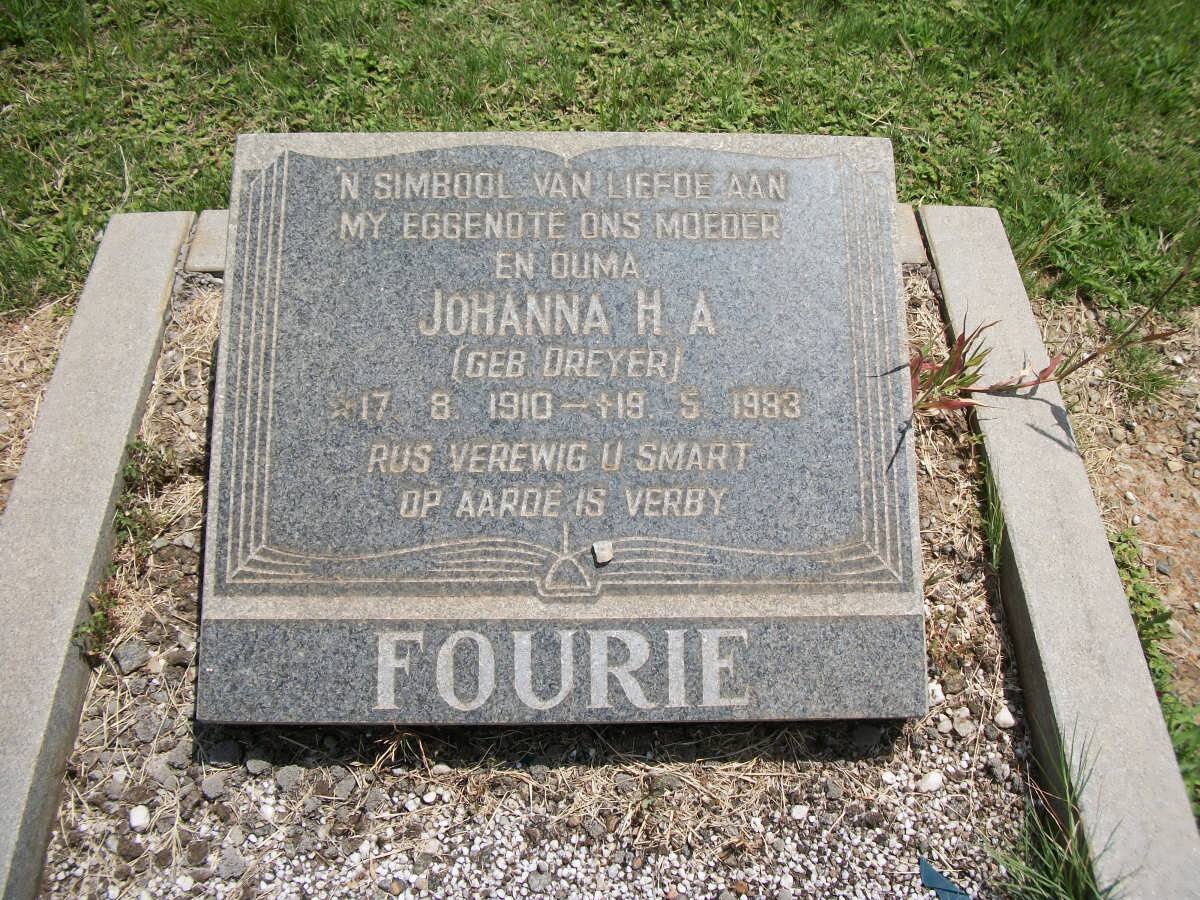 FOURIE Johanna H.A. nee DREYER 1910-1983