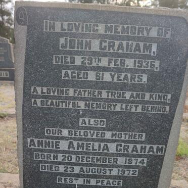 GRAHAM John -1936 &amp; Annie Amelia 1874-1972