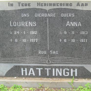 HATTINGH Lourens 1912-1977 &amp; Anna 1913-1977