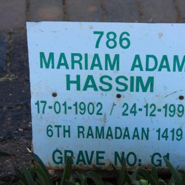 HASSIM Mariam Adam 1902-1998