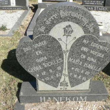 HANEKOM George Sickles 1919-1987 &amp; Maria Isabella 1920-1985