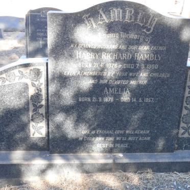 HAMBLY Harry Richard 1876-1950 &amp; Amelia 1876-1957