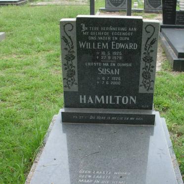 HAMILTON Willem Edward 1925-1979 &amp; Susan 1926-2000