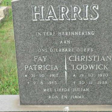 HARRIS Christian Lodwick 1920-1989 &amp; Fay Patricia 1917-1965