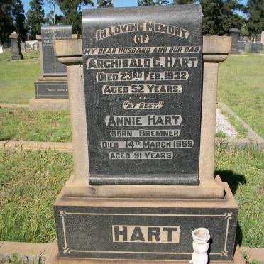 HART Archibald C. -1932 &amp; Annie BREMNER -1969