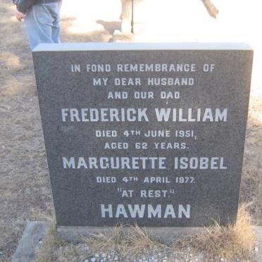 HAWMAN Frederick William -1951 &amp; Margurette Isobel -1977