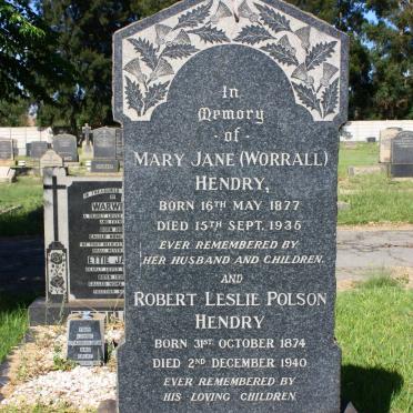 HENDRY Robert Leslie Polson 1874-1940 &amp; Mary Jane WORRALL 1877-1936