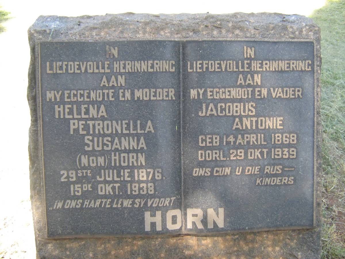 HORN Jacobus Antonie 1868-1939 &amp; Helena Petronella Susanna HORN 1876-1938