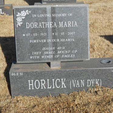 HORLICK Dorathea Maria nee VAN DYK 1921-2007